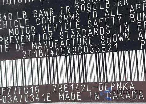 2009 Toyota Corolla Xle from USA, damaged, VIN 2T1BU40EX9C035521